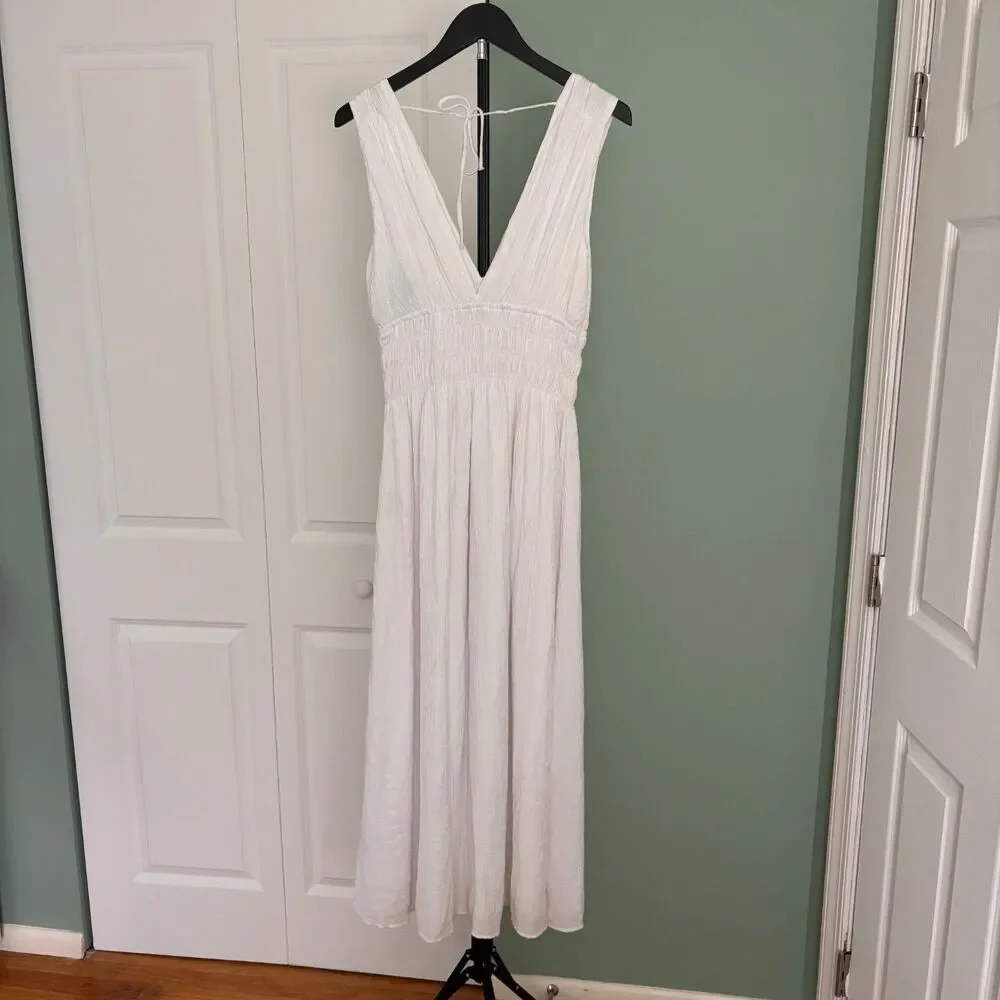 Abercrombie & Fitch Crinkle Textured Smocked Waist Maxi Dress Women's Sz Medium